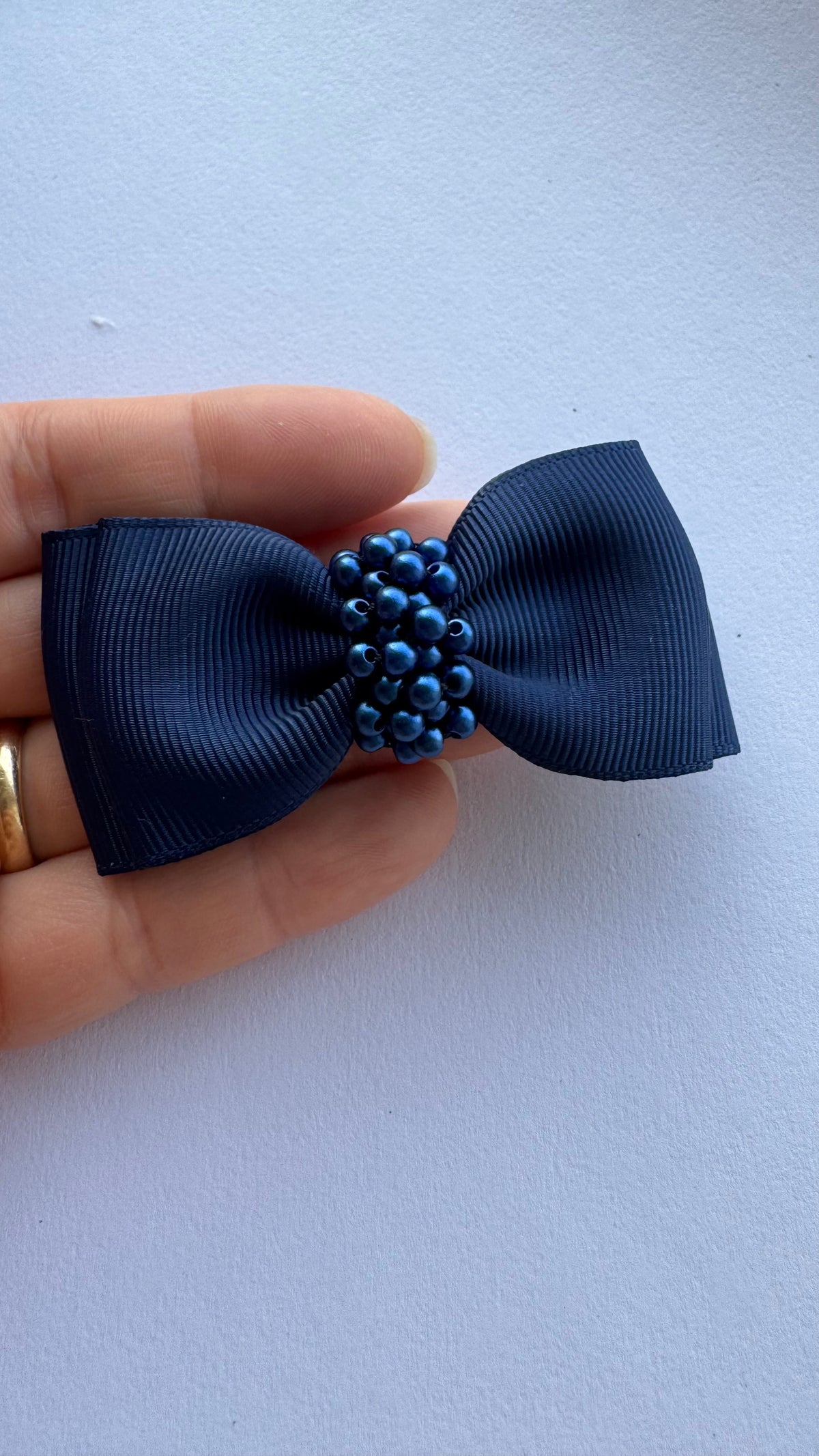 Embroidered bow -ponytail/pigtail