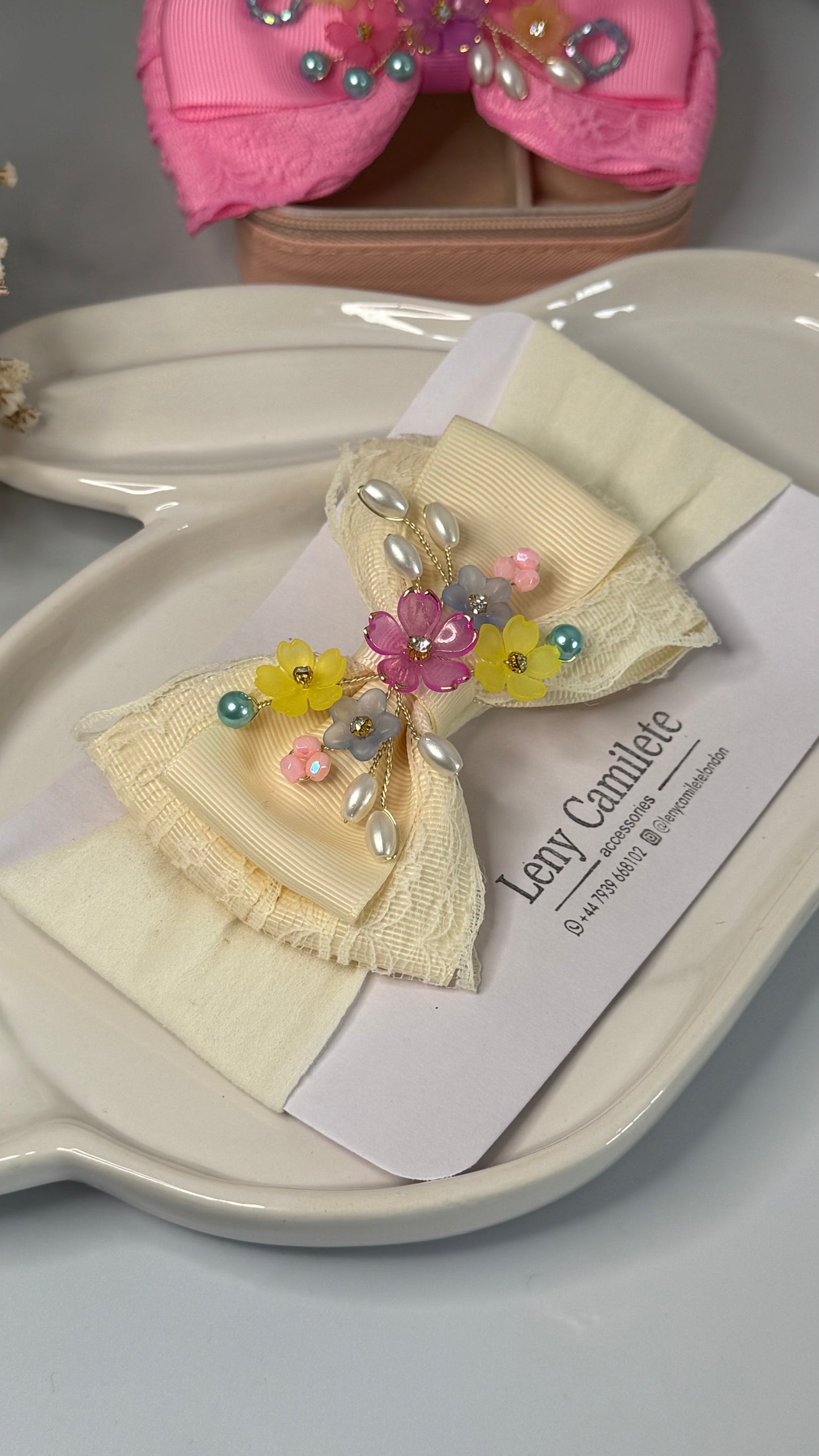 Lace embroidered bow