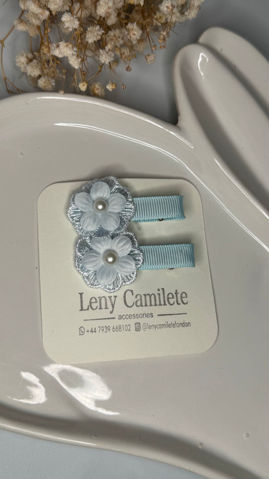 Blue flower hair clip