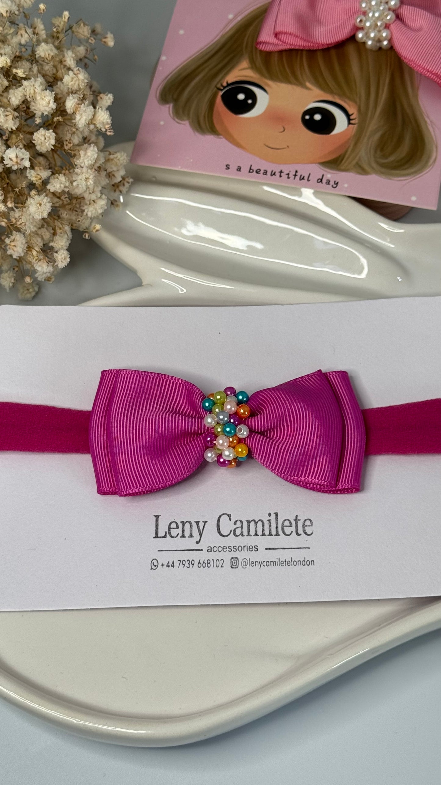 Baby soft headband - pearls embroidered