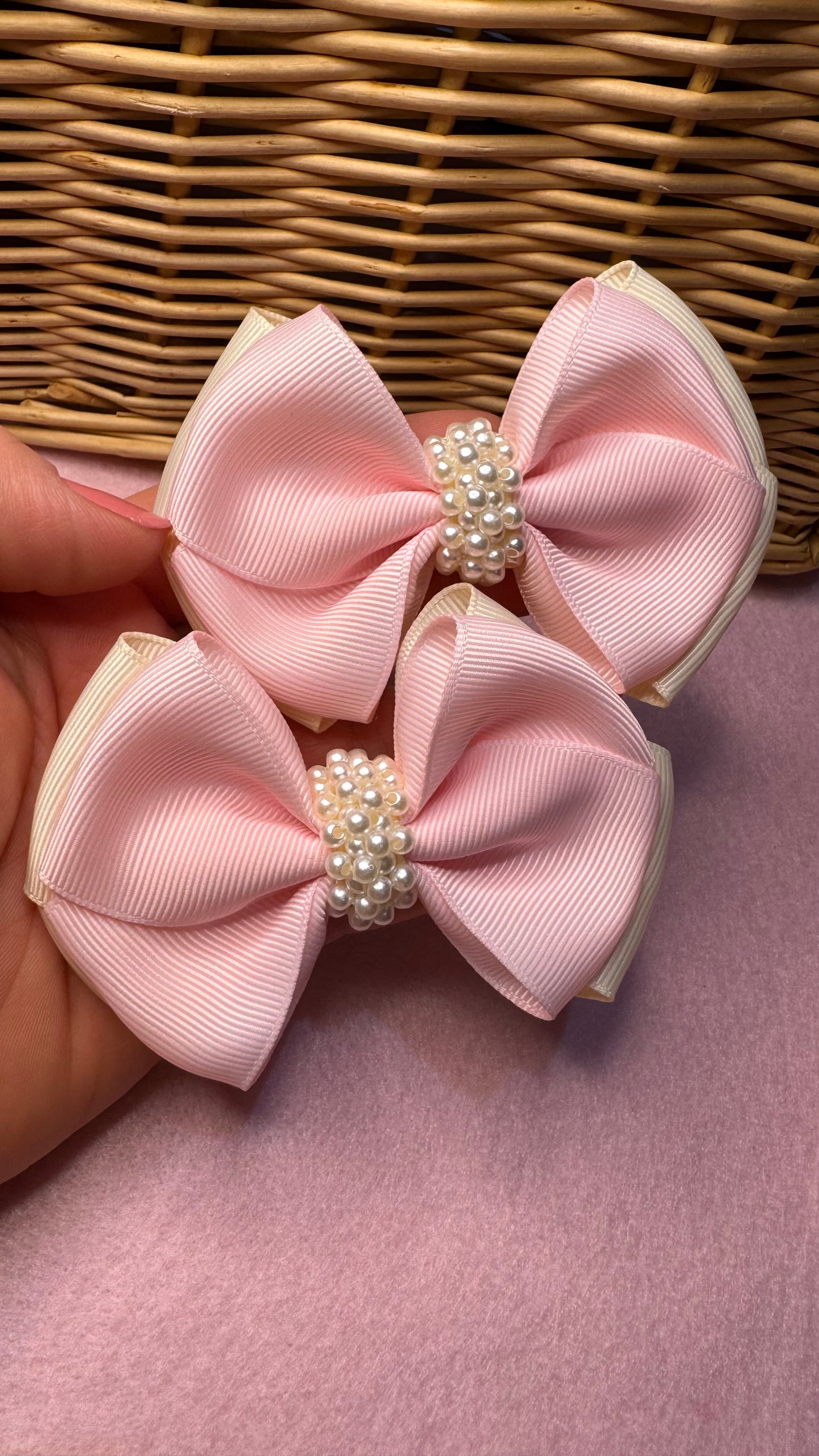 Grosgrain embroidered bow/ hair bow / pigtail - £9.50 each