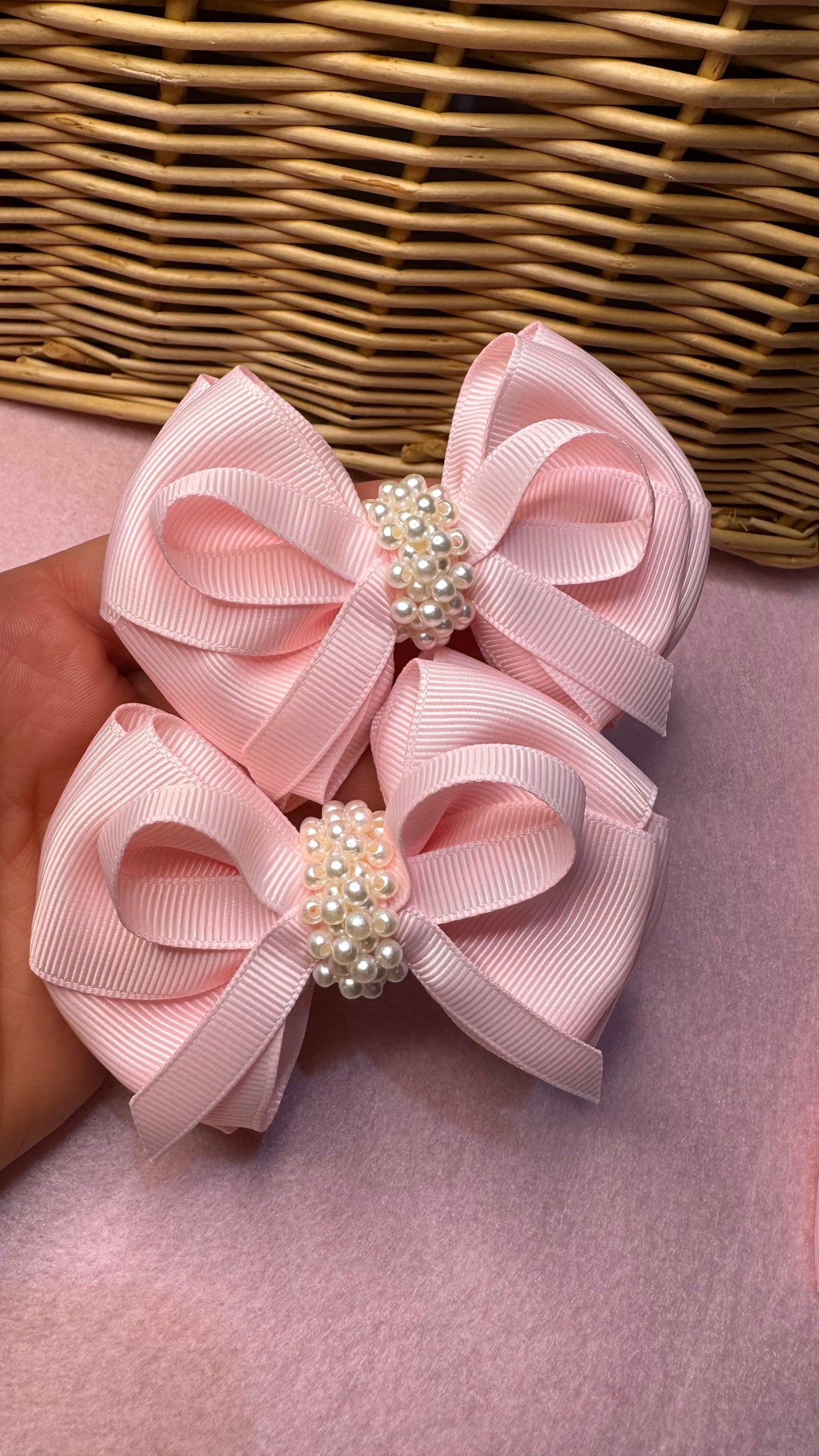 Grosgrain embroidered bow/ hair bow / pigtail - £9.50 each