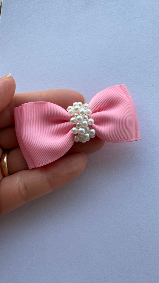 Embroidered bow -ponytail/pigtail
