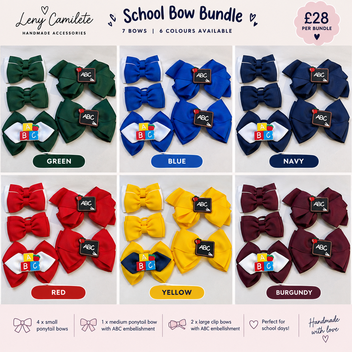 Handmade school bow set - sales